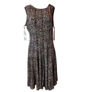 Forever Women Sheath Dress Round Neck Leopard Print Sleeveless Black Brown PXL